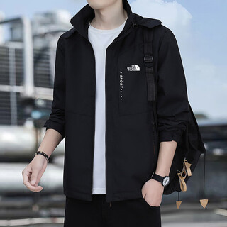 Kukf light luxury high-end brand jacket men's autumn and winter new korean style trendy brand jacket casual fashion versatile sportswear nm black spring and autumn style xl (recommended 130-150jin jin equals 0.5 kg)