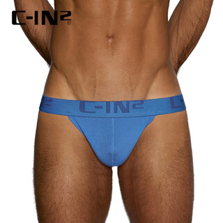 C-in2 summer new men's thong combed cotton breathable u protruding buttocks sexy low-waist single thong for men 4022rt blue 495- 1 pair l suitable for 2 feet 6-2 feet 7 waist (34-36 size)