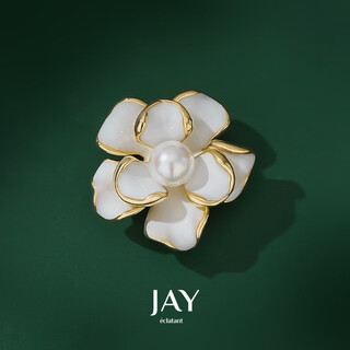 Jay camellia brooch, high-end female corsage, collar pin, clothing accessories, birthday gift for mother-in-law, elders, brand gift box, white (beijing warehouse/delivered nearby)