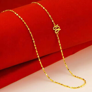 Fat donglai's same shiny k gold necklace new 24 yellow female 3d hard gold 999 gold not easy to break o-shaped chain o-shaped necklace 1.18g