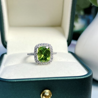 Duchen 3.0 carat peridot ring women's natural colored gemstone jewelry 925 silver inlaid jewelry no. 13