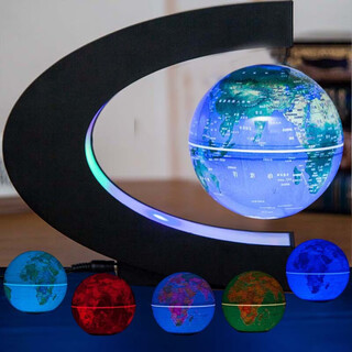 翰德思大号4/6/8寸磁悬浮地球仪定制刻字发光桌面摆件乔迁开业创意礼品 新款4寸多彩发光