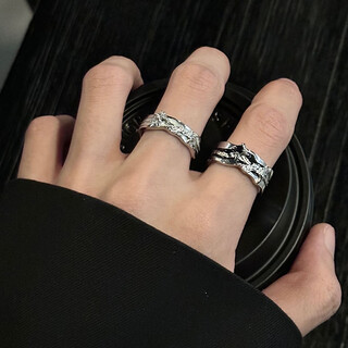 Molc dark starburst ring men and women niche design simple light luxury ring cold style high-end open ring gift r0579 dark starburst ring 1 pair