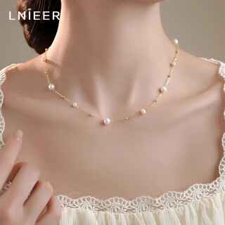 Lnieer gypsophila 925 silver freshwater pearl necklace women's 2025 new high-end clavicle chain hot style necklace gift freshwater pearl necklace 925 silver