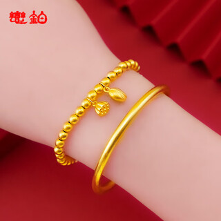 Quality gold-plated silver bracelet 24k yellow l gold 9999 gold ring women's ancient method inheritance bracelet 3d hard golden light lotus bracelet + bracelet 54-64 ring mouth remarks