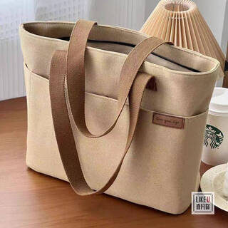 New thousand layer canvas bag multi-divided tote bag women's 2023 japanese class handbag tote bag khaki zipper + front magnetic buckle enhanced version high quality