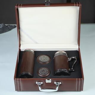 Senlebao purple clay liner thermos cup men's tea cup tea water separator cup memorial water cup gift customized logo black wood grain-set