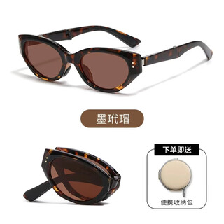 Angelamiao folding sunglasses women's portable anti-uv polarized sunglasses high-end european and american cat eye ink tortoiseshell