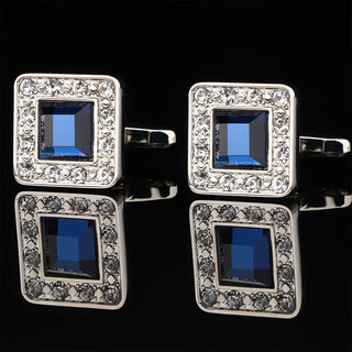 Lieshang french cufflinks, men's suit shirt, cuff nails, light luxury business, gift box, square dark blue cufflinks
