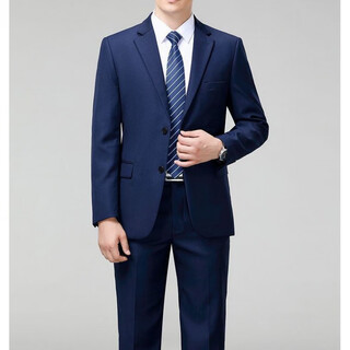 Angel bird men's wool suit business casual middle-aged solid color formal woolen two-piece suit two-button sapphire blue without slits m 170/88a
