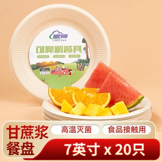 Blue natural disposable tableware plates 7 inches 20-pack paper plates biodegradable outdoor picnic camping barbecue paper plates