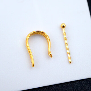 Xuecong pure 18k gold buckle au750 thickened u-shaped clip buckle diy live buckle buddha jade jade buckle u-shaped k yellow-straight clip