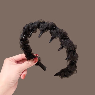 Idel black headband women's spring and summer 2025 high skull headband face wash hair band pressure hairpin hair bundle headband birthday gift f3267 tulle headband