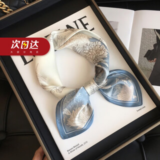 Giaventola silk scarf for women in spring, versatile and elegant, floral small square scarf, mulberry silk decorative scarf, small scarf for elders, blue