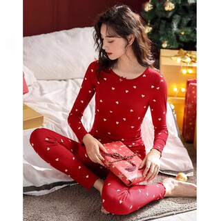Love autumn and summer women's autumn clothes and autumn pants set women's warm clothes underwear pure cotton sweaters and pants big red spring of the year of the zodiac 1 if you need a gift box, please contact customer service for remarks