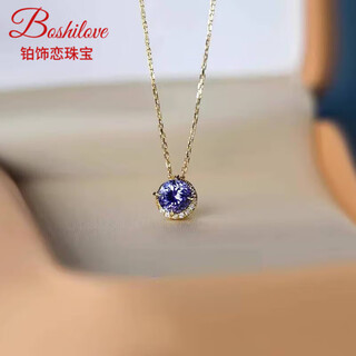 Dl 1998 fat donglai same style tanzanite necklace japanese agete akado natural l natural female light luxury retro amethyst 18k amethyst tanzanite necklace