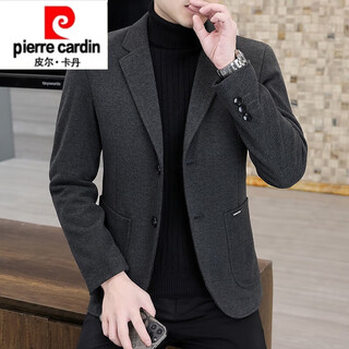 皮尔卡丹（pierre cardin）秋冬季毛呢西服男潮韩版修身帅气单西青年休闲呢子小西装外套 灰色 2XL 135-150斤
