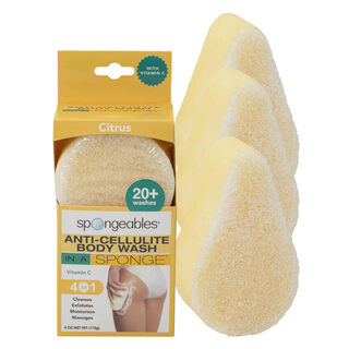 Spongeables natural loofah bath sponges citrus anti-cellulite massage 3-pack gentle cleansing