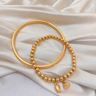Zhongchi ancient gold inheritance bracelet, two generations of joy, lotus pod bracelet, simulated engagement and wedding, fake three gold hardware stage props, no. 54 bracelet + bracelet two-piece set (simple decoration)