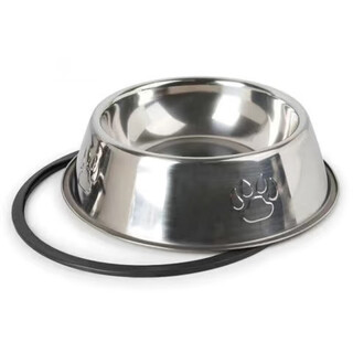 Oimg stainless steel dog bowl golden retriever teddy dog bowl cat dog food bowl labrador anti-slip drinking bowl dog food bowl stainless steel original color l - large (recommended 20-40jin jin equals 0.5kg pet)