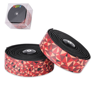 Npy road handlebar tape pu gradient color handlebar tape elastic eva non-slip breathable shock comfortable bicycle handlebar tape black and red