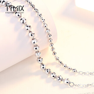 Ttmix shiny platinum bracelet for women pt950 platinum faceted laser beads bracelet for girlfriend 4.3-4.5g 17+2cm thick 3.5mm