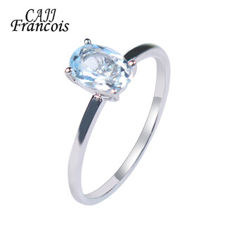 Cajj francois 0.72 carat aquamarine ring for women 18k gold inlaid jewelry gemstone jewelry simple natural colored gemstone no. 13
