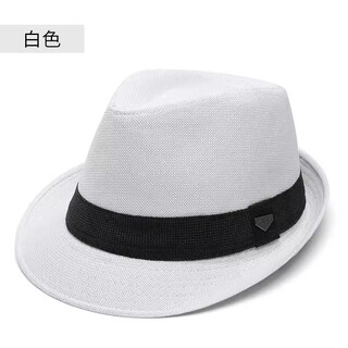 Kim sunja trendy brand new big head hat men's retro british jazz hat trendy summer breathable gentleman hat sunshade straw hat gentleman style breathable white m size small (54-56cm)