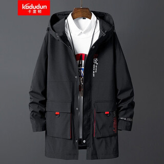 Kaduton m-8xl fat extra large size men's windbreaker spring and autumn extra fat extra large medium-length coat fat guy extra large loose coat black 6xl recommendation 210-230jin jin is equal to 0.5 kg
