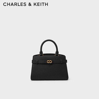 Charles&keith metal buckle portable shoulder mom bag kelly bag women's bag birthday new year gift ck2-50160102 black black m