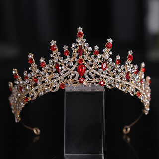Chihuan ness wedding crown tiara bridal red and blue crystal european and american luxurious rhinestone wedding dinner wedding style crown gold red