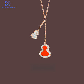 Fat donglai's same style 18k gold gourd pendant necklace for women summer light luxury niche 2023 new k rose gold agate red agate double gourd necklace