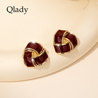 Qlady red oil dripping geometric earrings for women 2024 new retro autumn and winter earrings feminine earrings high-end gift