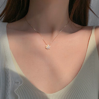 Blancpain snowflake s925 sterling silver necklace women's exquisite clavicle chain 2024 new light luxury niche design high-end champagne color snowflake necklace