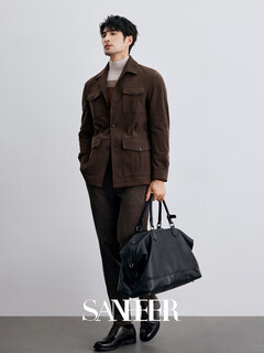 Sanheer italian retro gentleman high-end anti-wrinkle corduroy safari hunting jacket mid-length coat daj360 brown l /50