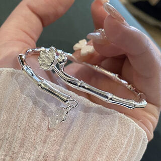 Chuji lao phoenix gold store model 23 new 9 silver bracelet women's silver bracelet bracelet solid silver best friend sends to girlfriend bamboo peace silver bracelet 25g free certificate + gift