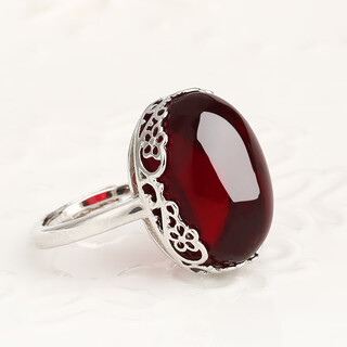 Core fragrant chicken fat yellow beeswax ring laomi 925 silver fashion ring gold wine natural red blood amber amber oval ring b style blood amber silver ring default