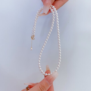 Chishe non-nuclear freshwater color pearl necklace small pearl clavicle chain 18k gold extension buckle chain for mother and girlfriend 43cm 5-6mm