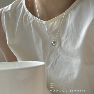 Vzzswandou925 sterling silver simple temperament gray pearl pendant necklace mature temperament elegant commuting fashion 925 sterling silver pearl necklace (40+5cm)