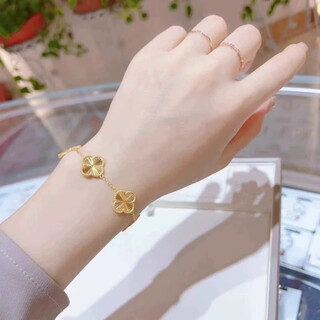 Fat donglai same style 18k gold four-leaf clover bracelet 18k gold red agate female golden five-flower bracelet rose gold lover golden five-flower bracelet