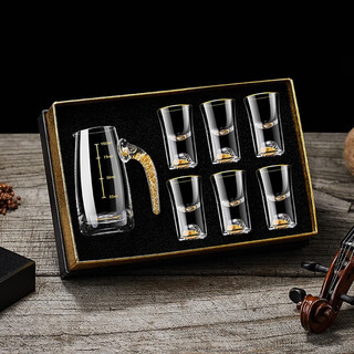 Winterpalace white wine cup set glass sober small cup home crystal jinshan scale wine divider wine cup gift gold foil 1 pot 6 cups gift box