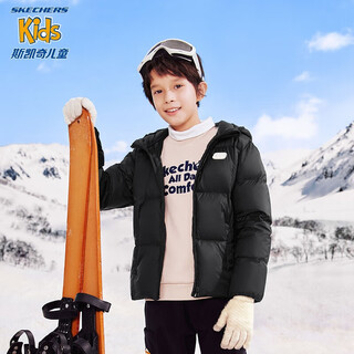 Skechers斯凯奇自营儿童羽绒服男女大童保暖防寒冬装短款连帽外套L423K119