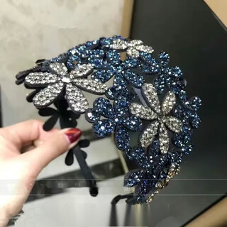 Mrs. win (mrs win) wide-brimmed flowers to cover white hair artifact, flower blossoms, rich and noble pressure hairpins, hairpins, rhinestone anti-slip headband, headband, headband, white hair cover - ink gray b05-104