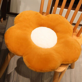 Feather pocket flower seat cushion butt cushion office sedentary chair cushion backrest integrated student dormitory floor butt cushion round brown flower anti-rabbit plush 50*50cm non-slip and comfortable