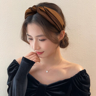 Chimera (chimera) simple cross-contrast color headband for women wide-brimmed hair-pressing hair wash face outing headband coffee spelled caramel color birthday gift for girls