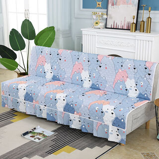 Xuxian full-cover sofa cushion foldable sofa bed cover four-season universal anti-slip sofa cover simple dual-purpose without armrests slow bear light blue 1.8 meters long and 1.5 meters wide