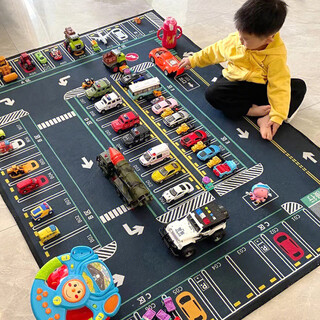 Guiqi cartoon carpet household children's room crawling mat parking lot living room sofa coffee table mat kindergarten game mat parking lot simulation parking space carpet 80*120cm