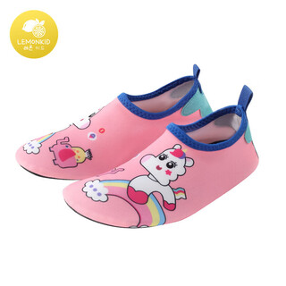 Lemon baby children's beach shoes water park diving swimming shoes for boys and girls soft bottom slippers cherry pink unicorn 26/27