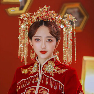 Xiuhe bridal headwear chinese style wedding xiuhe clothing wedding hair accessories elegant retro phoenix crown xiapei x-d26 spring tea manwan phoenix crown style