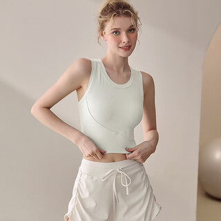 Luluuvttoh summer sports yoga vest women's shockproof all-in-one pilates training wear underwear outerwear fitness bra light ivory m